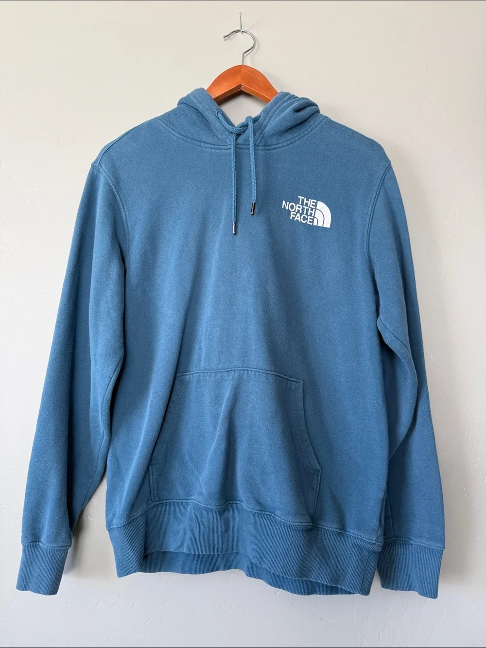 The North Face Dusty Blue Hooded Pullover with White Logo